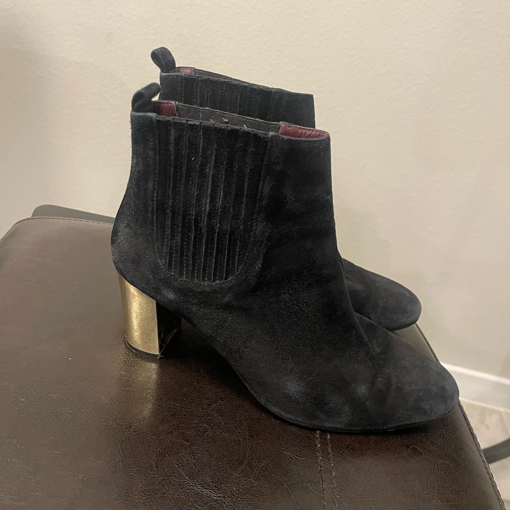 Opening Ceremony Suede Leather Chrome Heel Booties sz 41